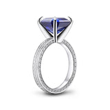 6.00ct Asscher Cut Blue Sapphire Engagement Ring, 925 Silver