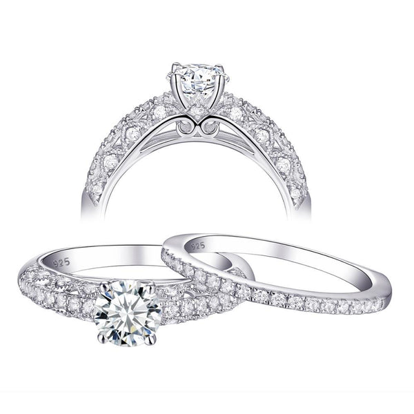 1.65ct Round Cut Diamond Ring, Bridal Ring Set, 925 Sterling Silver