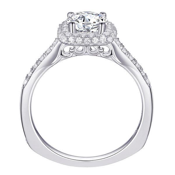 1.60ct Round Cut Double Halo Diamond Ring, Bridal Ring Set, 925 Sterling Silver