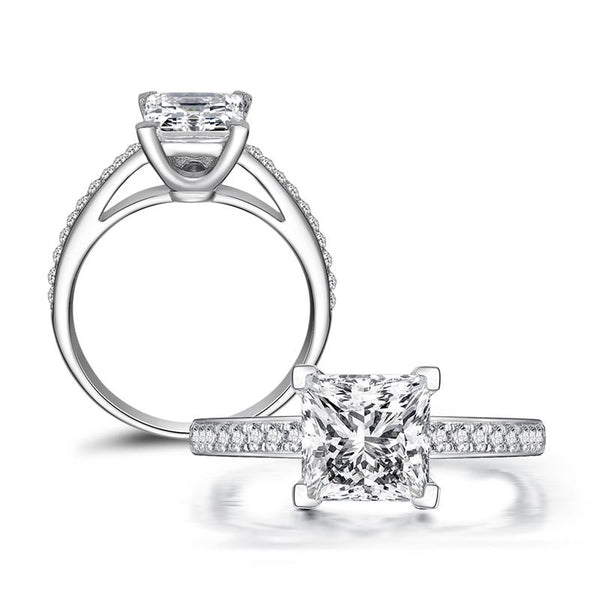 1.60ct Princess Cut, Classic Diamond Engagement Ring, 925 Silver
