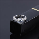 1.00ct Round Cut Moissanite, Classic Halo Engagement Ring, 14Kt 585 White Gold