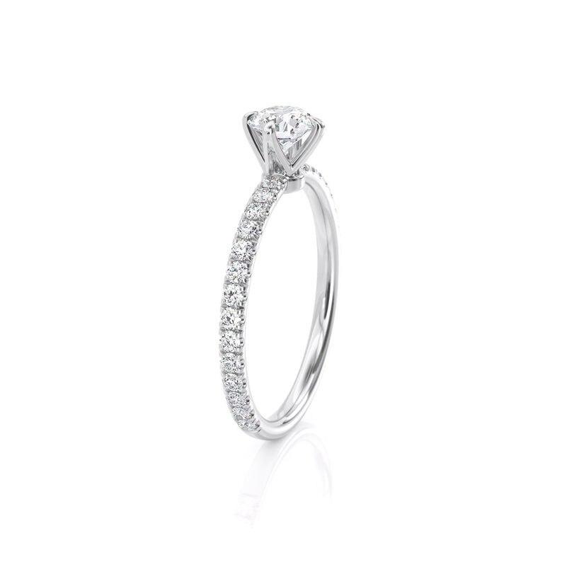 0.80ct Round Cut Moissanite Engagement Ring, 14Kt 585 White Gold
