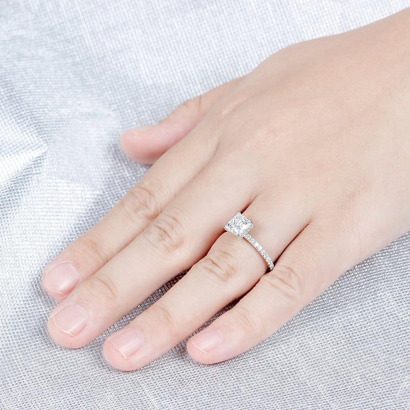 1.50ct Princess Cut Moissanite, Classic Engagement Ring, 14Kt 585 White Gold