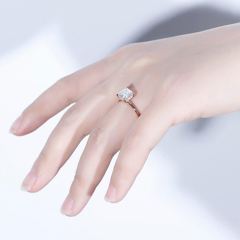 1.50ct Asscher Cut Moissanite Engagement Ring, Classic Design, Available in 14Kt or 18Kt Rose Gold