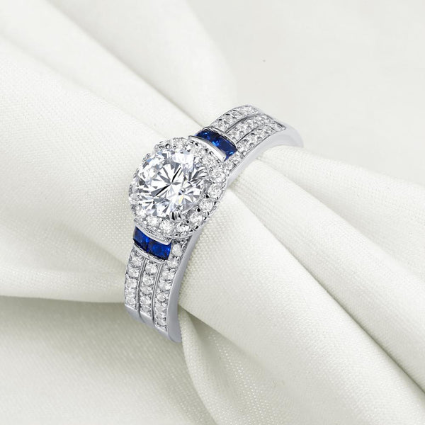 1.70ct Round Cut Diamond Ring Set x 3 piece, 925 Sterling Silver