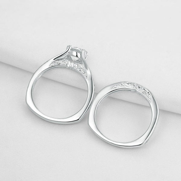 1.50ct Round Cut Vintage Ring, Bridal Ring Set, 925 Sterling Silver