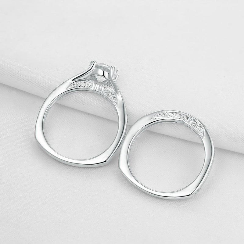 1.50ct Round Cut Vintage Ring, Bridal Ring Set, 925 Sterling Silver