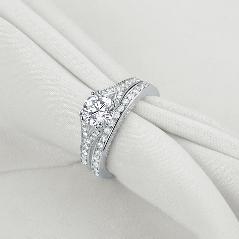 1.50ct Round Cut Vintage Ring, Bridal Ring Set, 925 Sterling Silver