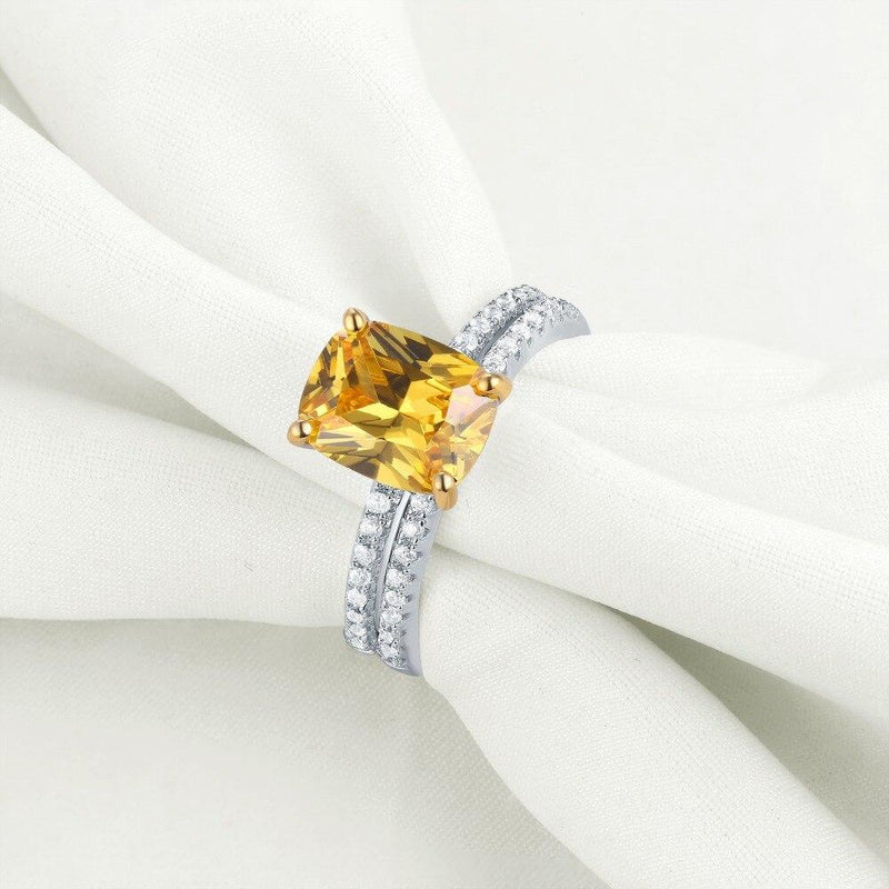 3.10ct Cushion Cut Diamond Ring Set, Bridal Rings, 925 Sterling Silver