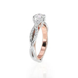 1.00ct Vintage Style Round Cut Moissanite Engagement Ring, 14Kt 585 White Gold & Rose Gold