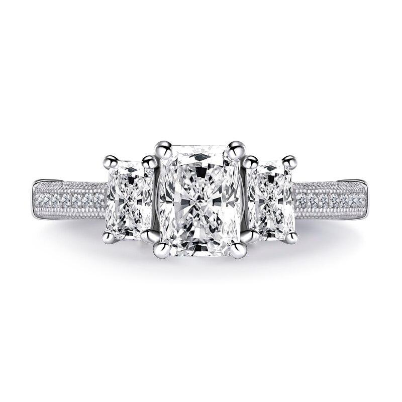 1.50ct Radiant Cut, Vintage 3 Stone Engagement Ring, 925 Silver