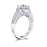 2.00ct Round Cut Diamond Halo Engagement Ring, 925 Silver