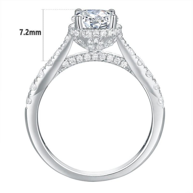 2.50ct Round Cut Halo Diamond Ring, Bridal Ring Set, 925 Sterling Silver
