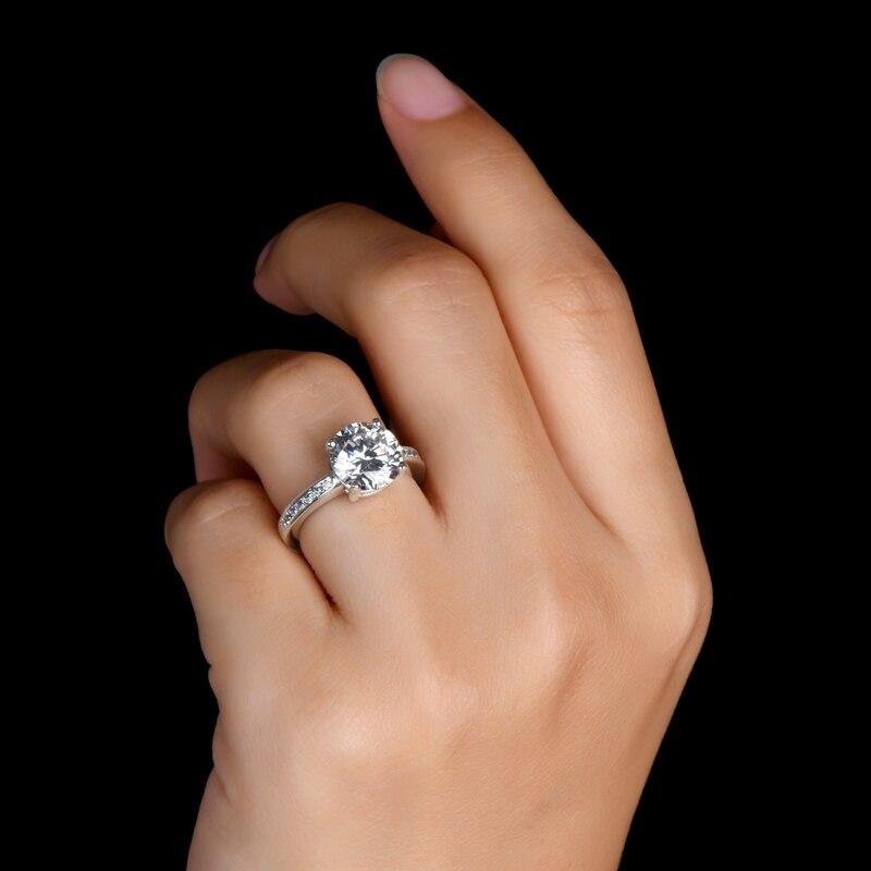 2.65ct Classic Brilliant Cut Diamond Engagement Ring, 925 Silver