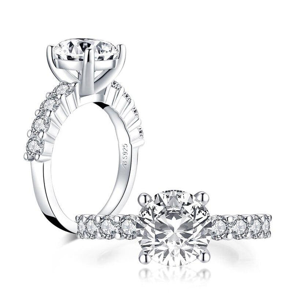 2.65ct Classic Brilliant Cut Diamond Engagement Ring, 925 Silver