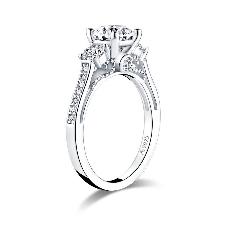 1.25ct Vintage 3 Stone Brilliant Cut Diamond Engagement Ring, 925 Silver