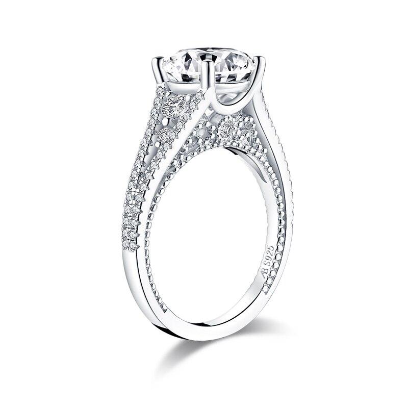 2.65ct Vintage Round Cut Diamond Engagement Ring, 925 Silver