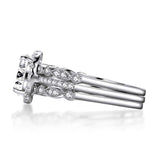 1.50ct Oval Cut Diamond Ring, Vintage Design Bridal Ring Set, 925 Sterling Silver