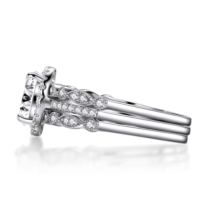 1.50ct Oval Cut Diamond Ring, Vintage Design Bridal Ring Set, 925 Sterling Silver