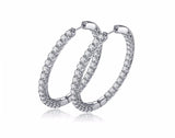 Classic Round Cut Hoop Earrings, 925 Sterling Silver, Choose Your Hoop Size