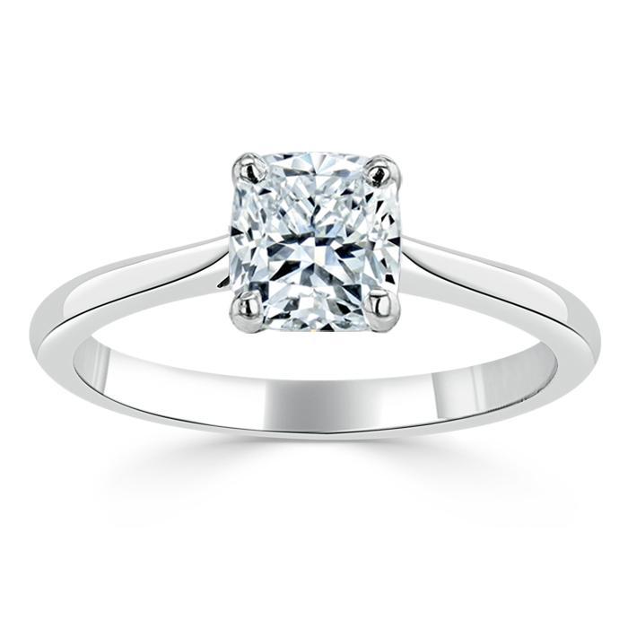 Lab-Diamond Cushion Cut Engagement Ring, Classic Style, Choose Your Stone Size and Metal