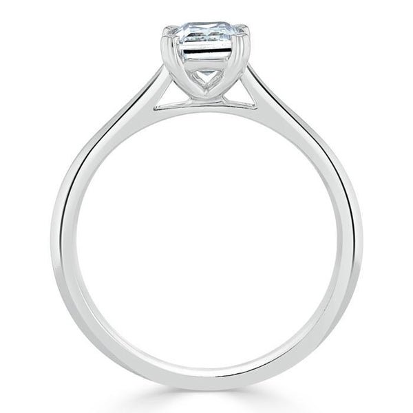 Lab-Diamond Emerald Cut Engagement Ring, Tiffany Style, Choose Your Stone Size and Metal