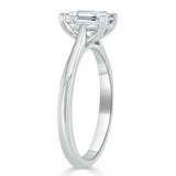 Lab-Diamond Emerald Cut Engagement Ring, Tiffany Style, Choose Your Stone Size and Metal