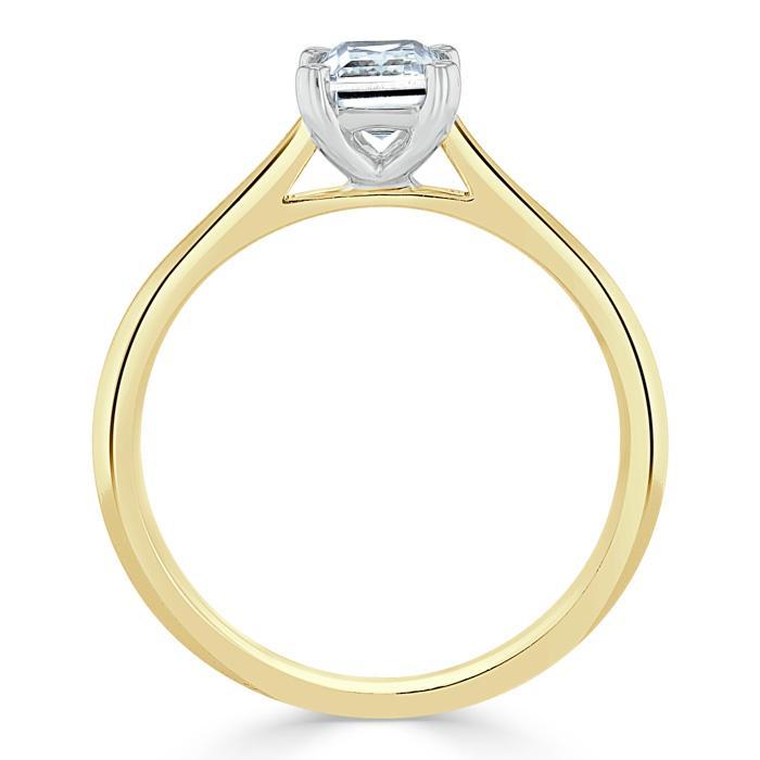 Lab-Diamond Emerald Cut Engagement Ring, Tiffany Style, Choose Your Stone Size and Metal