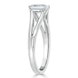 1.00ct  Emerald Cut Moissanite Engagement Ring, Tiffany Style Split Shank,  Available in White Gold, Platinum, Rose Gold or Yellow Gold