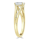1.00ct  Emerald Cut Moissanite Engagement Ring, Tiffany Style Split Shank,  Available in White Gold, Platinum, Rose Gold or Yellow Gold
