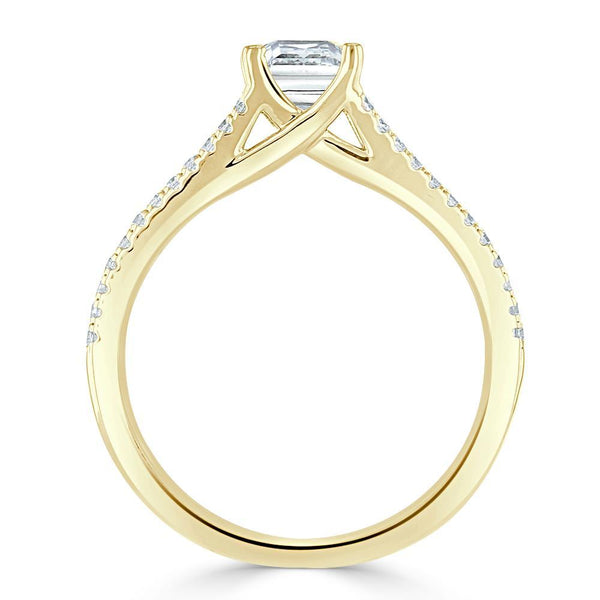 Lab-Diamond Princess Cut Engagement Ring, Split Shank, Choose Your Stone Size and Metal