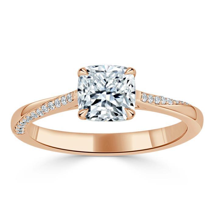 Lab-Diamond Cushion Cut Engagement Ring, Classic Style, Choose Your Stone Size and Metal