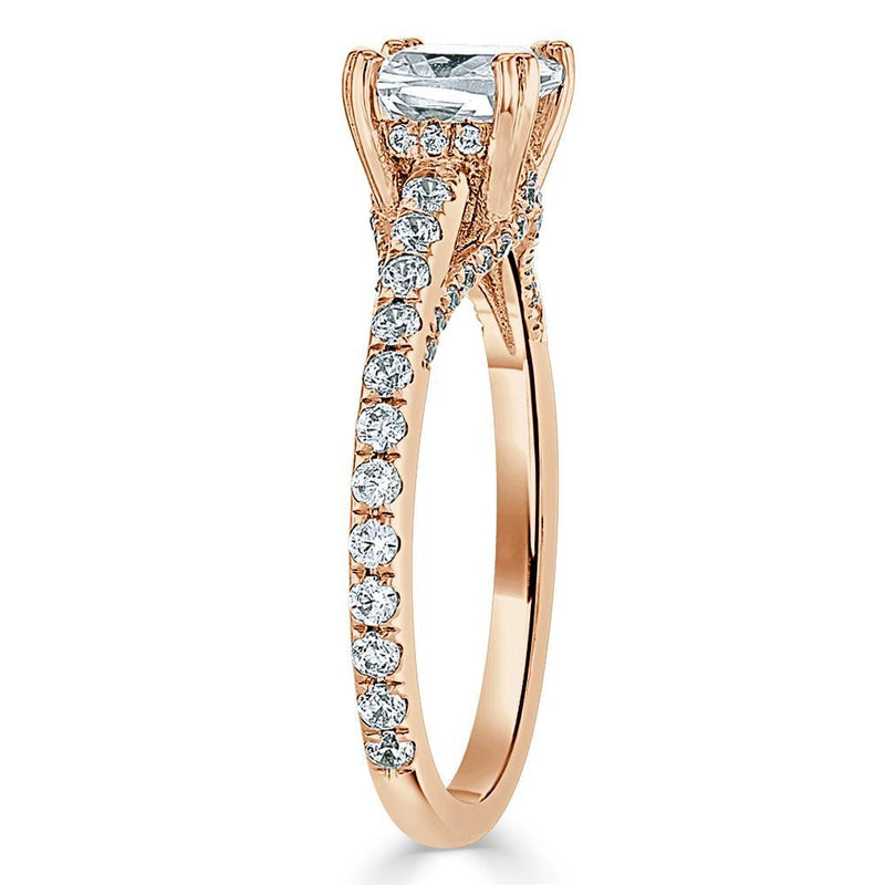 Lab-Diamond Cushion Cut Engagement Ring, Tiffany Style, Choose Your Stone Size and Metal