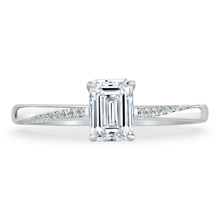 1.00ct  Emerald Cut Moissanite Engagement Ring, Classic Style,  Available in White Gold, Platinum, Rose Gold or Yellow Gold