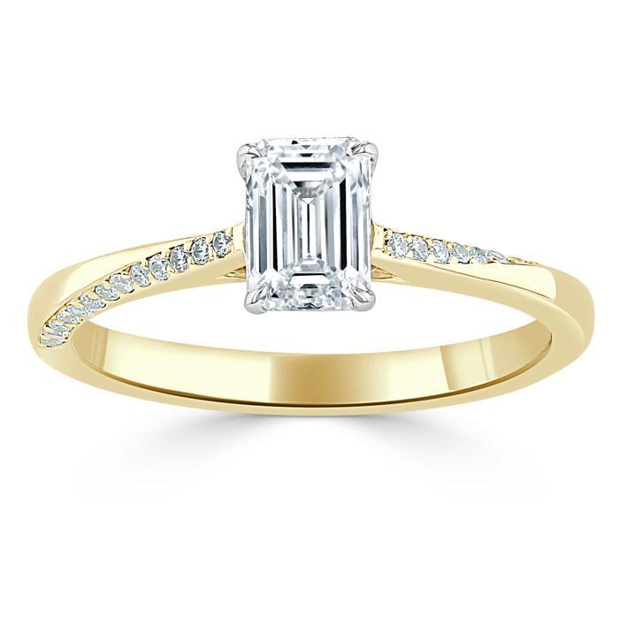 Lab-Diamond Emerald Cut Engagement Ring, Classic Style, Choose Your Stone Size and Metal
