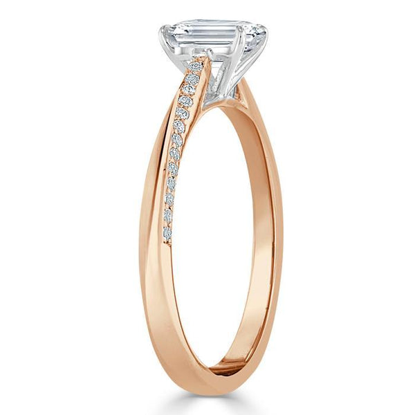Lab-Diamond Emerald Cut Engagement Ring, Classic Style, Choose Your Stone Size and Metal