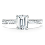 1.00ct  Emerald Cut Moissanite Engagement Ring, Classic Style,  Available in White Gold, Platinum, Rose Gold or Yellow Gold