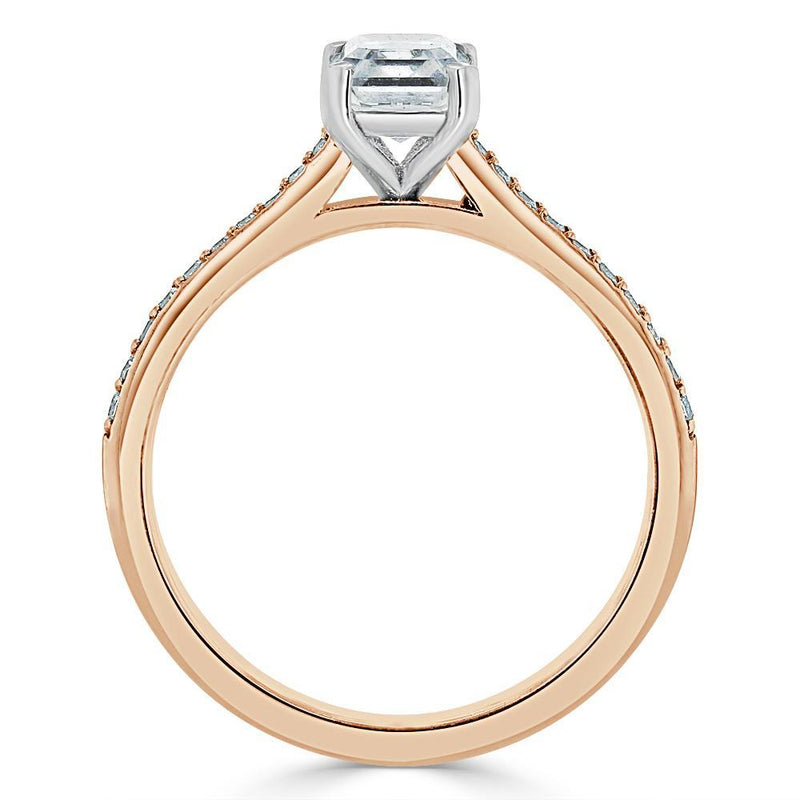 1.00ct  Emerald Cut Moissanite Engagement Ring, Classic Style,  Available in White Gold, Platinum, Rose Gold or Yellow Gold
