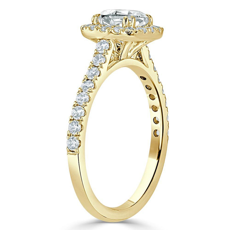 Lab-Diamond Cushion Cut Halo Engagement Ring, Tiffany Style, Choose Your Stone Size and Metal