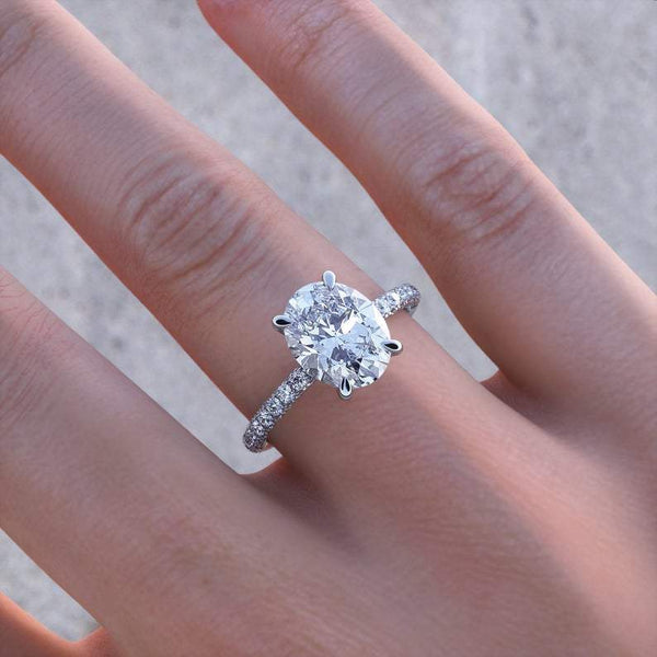 3.00ct Oval Cut Moissanite, Classic Engagement Ring, Available in White Gold or Platinum