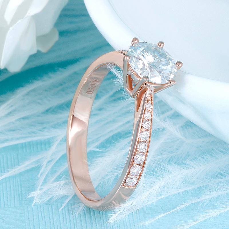 1.00ct Round Cut Moissanite, Classic Engagement Ring, Available in 14kt or 18kt Rose Gold