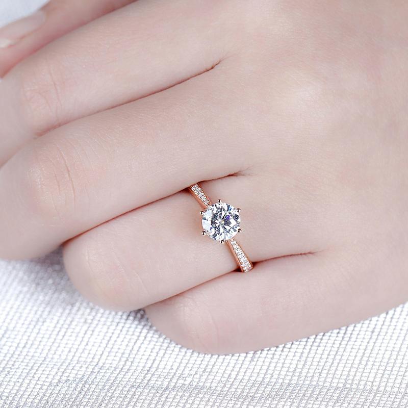 1.00ct Round Cut Moissanite, Classic Engagement Ring, Available in 14kt or 18kt Rose Gold