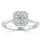 Lab-Diamond Asscher Cut Halo Engagement Ring, Choose Your Stone Size and Metal