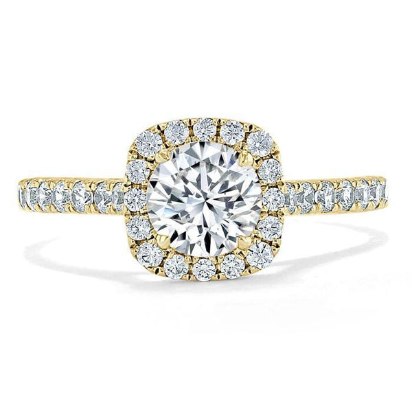 1.40ct  Round Cut Moissanite Halo Engagement Ring, Tiffany Style,  Available in White Gold, Platinum, Rose Gold or Yellow Gold