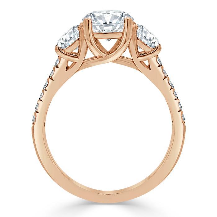 1.20ct  Round Cut Moissanite 3 stone Engagement Ring,  Available in White Gold, Platinum, Rose Gold or Yellow Gold
