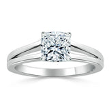 Lab-Diamond Cushion Cut Engagement Ring, Classic Style with Split Shank, Choose Your Stone Size and Metal