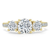 1.20ct  Round Cut Moissanite 3 stone Engagement Ring,  Available in White Gold, Platinum, Rose Gold or Yellow Gold