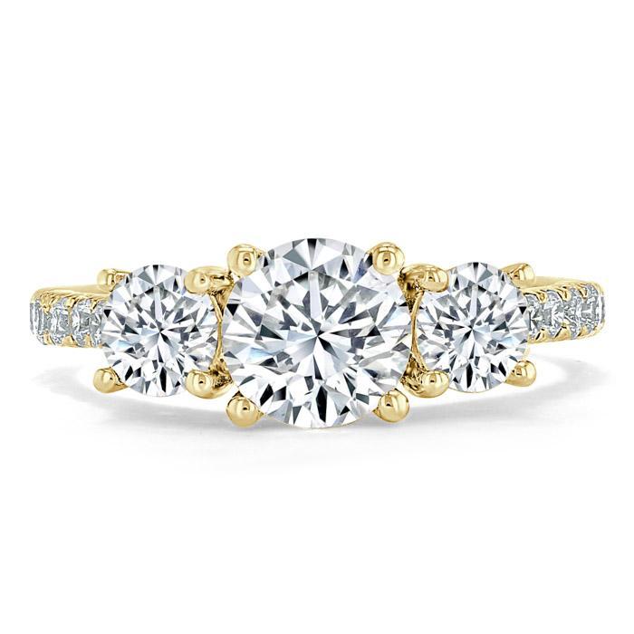 1.20ct  Round Cut Moissanite 3 stone Engagement Ring,  Available in White Gold, Platinum, Rose Gold or Yellow Gold