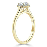 Lab-Diamond, Round Cut Halo Engagement Ring, Choose Your Stone Size and Metal