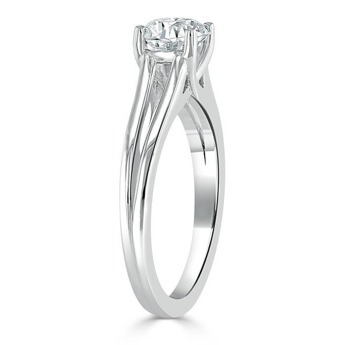 Lab-Diamond Cushion Cut Engagement Ring, Classic Style with Split Shank, Choose Your Stone Size and Metal